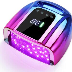 Cordless Rechargeable UV LED Nail Lamp Dryer Fan 96W Pro Professional Purple